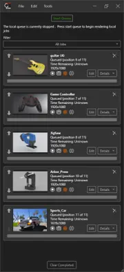 Multiple Visualize Projects waiting to be rendered